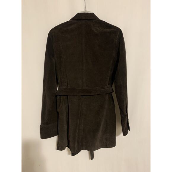 Banana Republic Womens Coat Medium Leather Brown Thick Lined Pockets - Picture 13 of 13